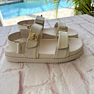Steve Madden Leather Mona Platform Cream Bone Sandals 7M NEW No Box